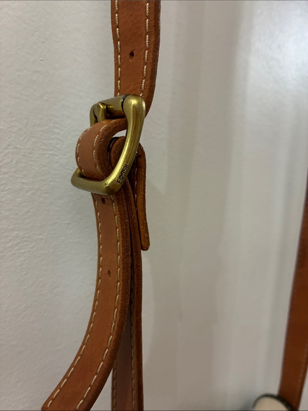 Fossil Classic Cream Crossbody Bag with Tan canvas with Leather Trim - Picture 4 of 8